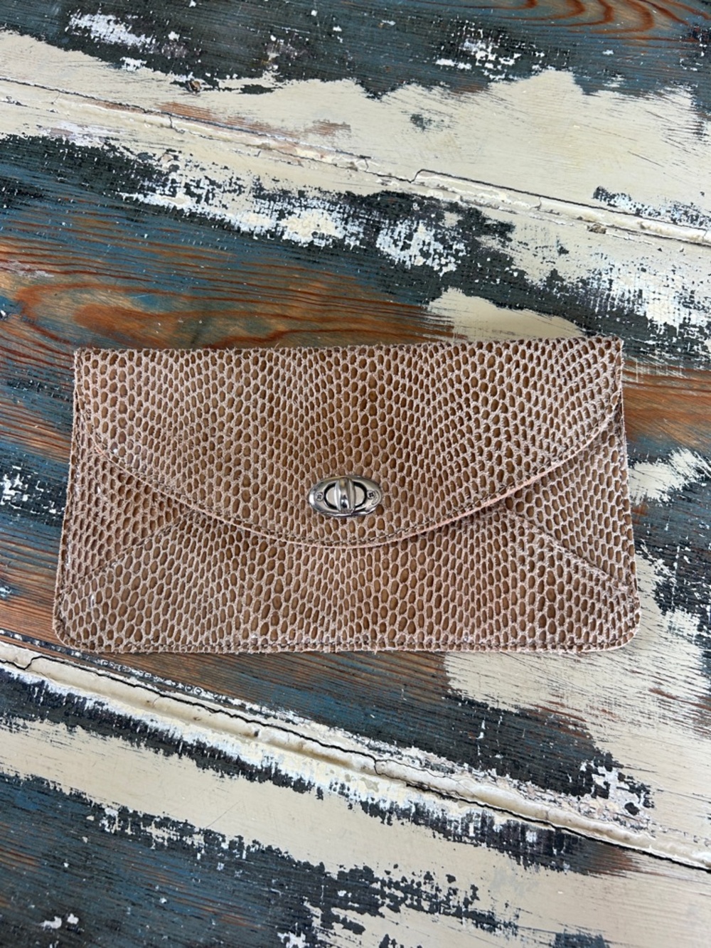 Textured Taupe Envelope Clutch - Women